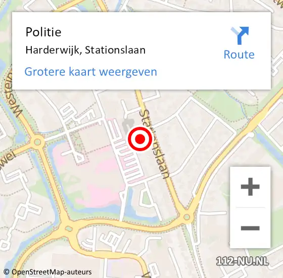 Locatie op kaart van de 112 melding: Politie Harderwijk, Stationslaan op 8 augustus 2022 06:11