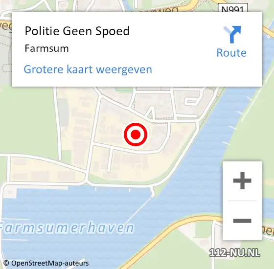 Locatie op kaart van de 112 melding: Politie Geen Spoed Naar Farmsum op 8 augustus 2022 07:02