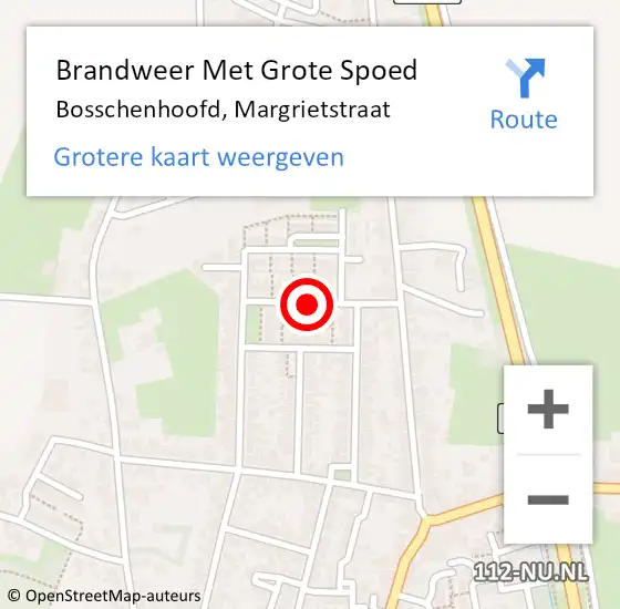 Locatie op kaart van de 112 melding: Brandweer Met Grote Spoed Naar Bosschenhoofd, Margrietstraat op 8 augustus 2022 07:42