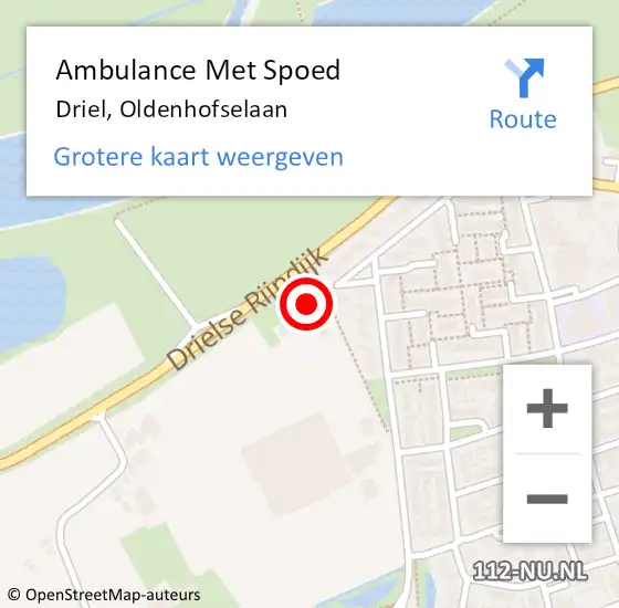 Locatie op kaart van de 112 melding: Ambulance Met Spoed Naar Driel, Oldenhofselaan op 8 augustus 2022 08:37