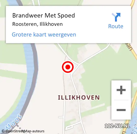 Locatie op kaart van de 112 melding: Brandweer Met Spoed Naar Roosteren, Illikhoven op 8 augustus 2022 08:45