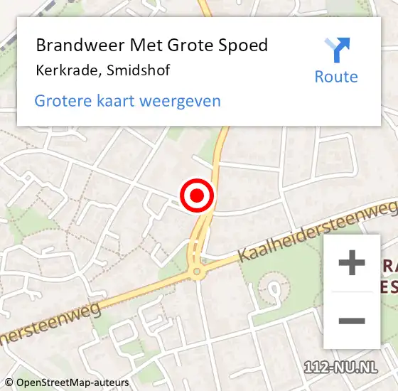 Locatie op kaart van de 112 melding: Brandweer Met Grote Spoed Naar Kerkrade, Smidshof op 8 augustus 2022 08:53