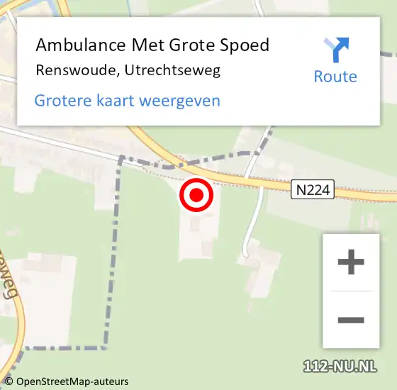 Locatie op kaart van de 112 melding: Ambulance Met Grote Spoed Naar Renswoude, Utrechtseweg op 8 augustus 2022 09:11
