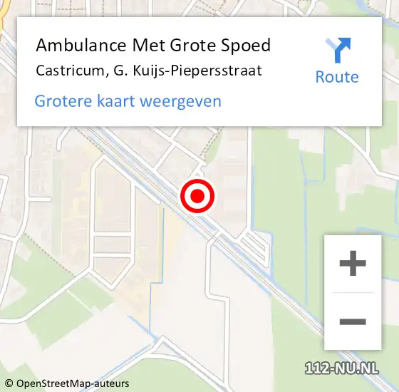 Locatie op kaart van de 112 melding: Ambulance Met Grote Spoed Naar Castricum, G. Kuijs-Piepersstraat op 8 augustus 2022 09:19