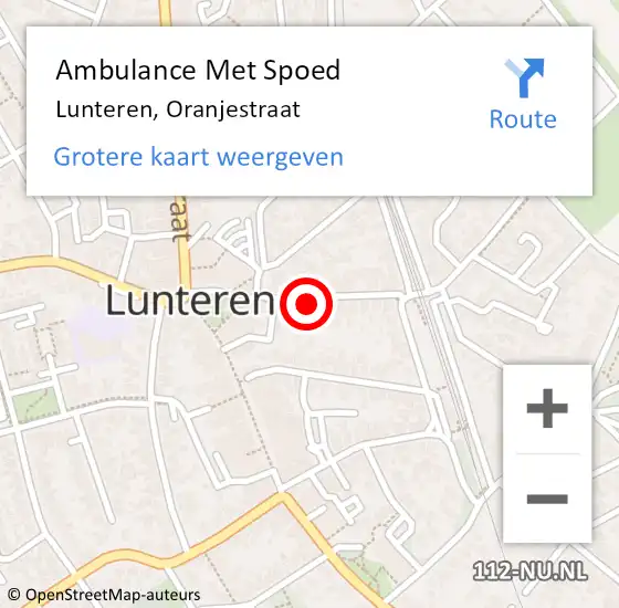 Locatie op kaart van de 112 melding: Ambulance Met Spoed Naar Lunteren, Oranjestraat op 8 augustus 2022 09:35