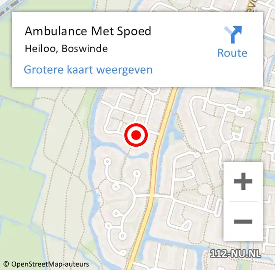 Locatie op kaart van de 112 melding: Ambulance Met Spoed Naar Heiloo, Boswinde op 8 augustus 2022 10:20