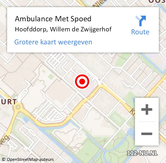 Locatie op kaart van de 112 melding: Ambulance Met Spoed Naar Hoofddorp, Willem de Zwijgerhof op 8 augustus 2022 10:27