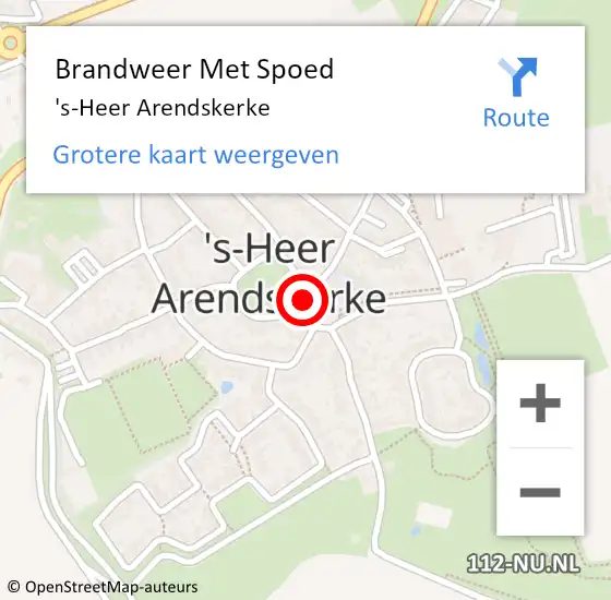 Locatie op kaart van de 112 melding: Brandweer Met Spoed Naar 's-Heer Arendskerke op 25 juli 2014 16:30