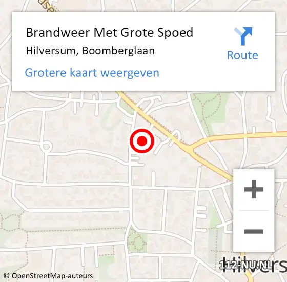 Locatie op kaart van de 112 melding: Brandweer Met Grote Spoed Naar Hilversum, Boomberglaan op 8 augustus 2022 10:33