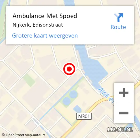 Locatie op kaart van de 112 melding: Ambulance Met Spoed Naar Nijkerk, Edisonstraat op 8 augustus 2022 10:36