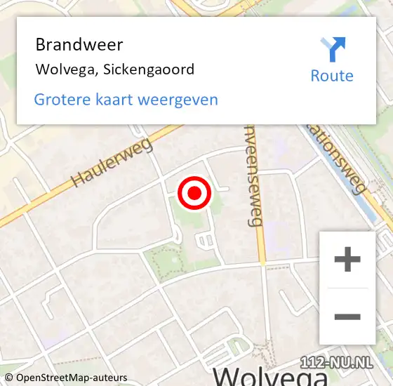 Locatie op kaart van de 112 melding: Brandweer Wolvega, Sickengaoord op 8 augustus 2022 11:06