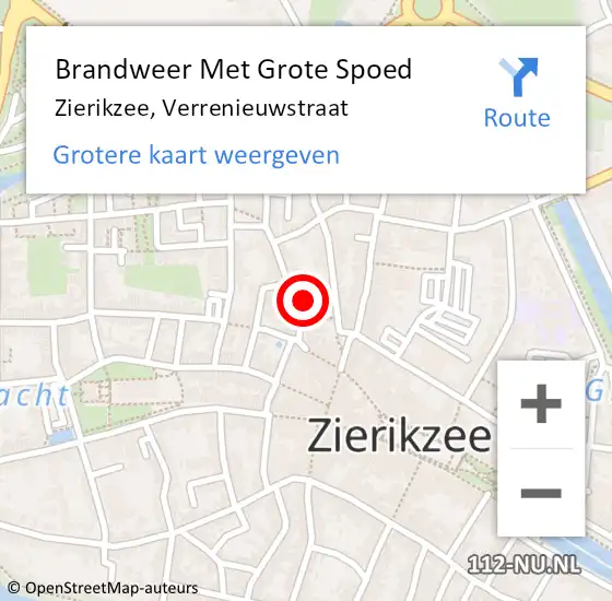 Locatie op kaart van de 112 melding: Brandweer Met Grote Spoed Naar Zierikzee, Verrenieuwstraat op 8 augustus 2022 11:13