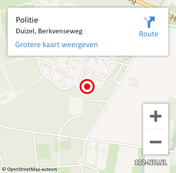 Locatie op kaart van de 112 melding: Politie Duizel, Berkvenseweg op 8 augustus 2022 11:30