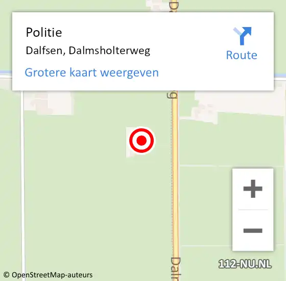 Locatie op kaart van de 112 melding: Politie Dalfsen, Dalmsholterweg op 8 augustus 2022 11:35