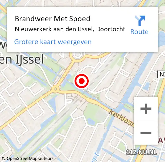 Locatie op kaart van de 112 melding: Brandweer Met Spoed Naar Nieuwerkerk aan den IJssel, Doortocht op 8 augustus 2022 11:46