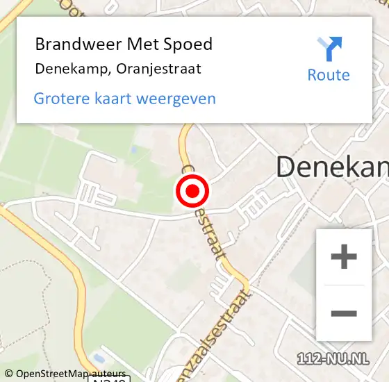 Locatie op kaart van de 112 melding: Brandweer Met Spoed Naar Denekamp, Oranjestraat op 25 juli 2014 16:38