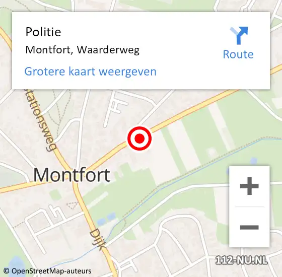 Locatie op kaart van de 112 melding: Politie Montfort, Waarderweg op 8 augustus 2022 11:56