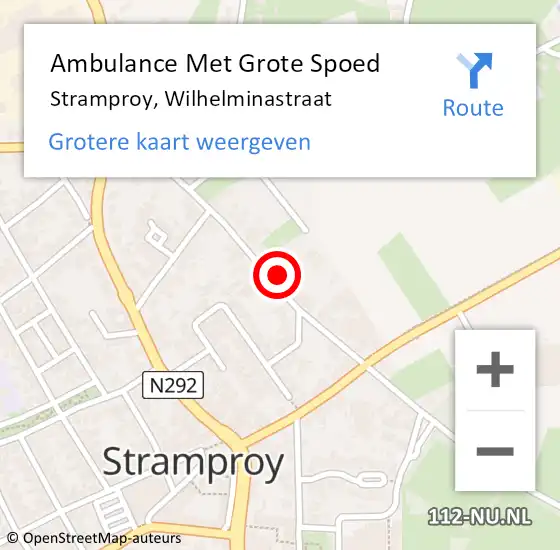 Locatie op kaart van de 112 melding: Ambulance Met Grote Spoed Naar Stramproy, Wilhelminastraat op 8 augustus 2022 12:11