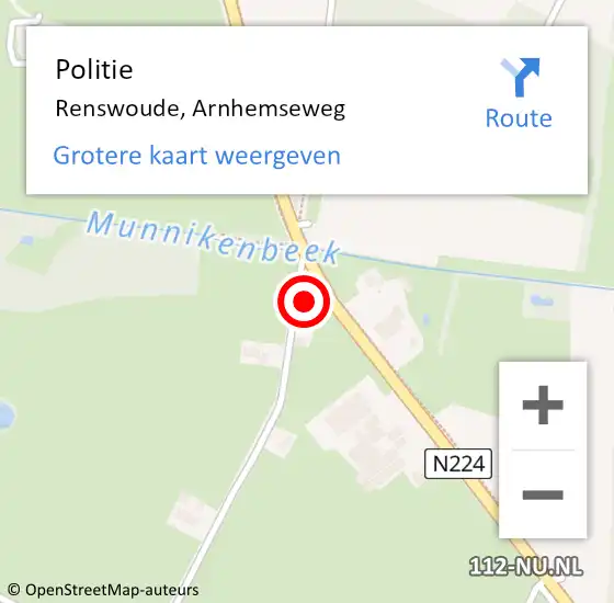 Locatie op kaart van de 112 melding: Politie Renswoude, Arnhemseweg op 8 augustus 2022 12:15