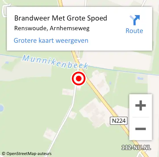 Locatie op kaart van de 112 melding: Brandweer Met Grote Spoed Naar Renswoude, Arnhemseweg op 8 augustus 2022 12:16