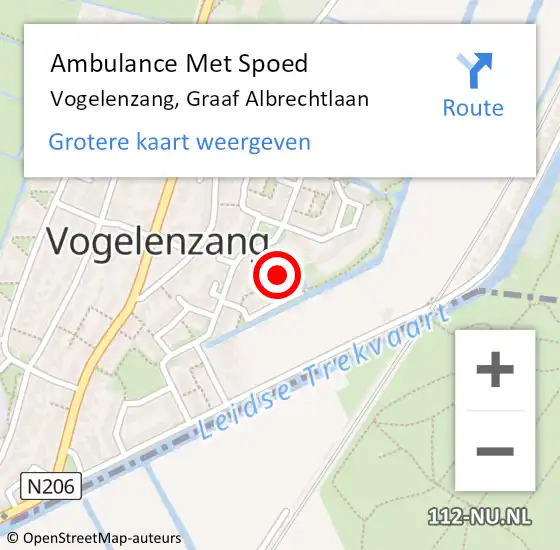 Locatie op kaart van de 112 melding: Ambulance Met Spoed Naar Vogelenzang, Graaf Albrechtlaan op 8 augustus 2022 12:40