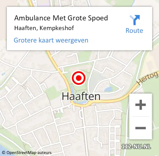 Locatie op kaart van de 112 melding: Ambulance Met Grote Spoed Naar Haaften, Kempkeshof op 8 augustus 2022 13:02