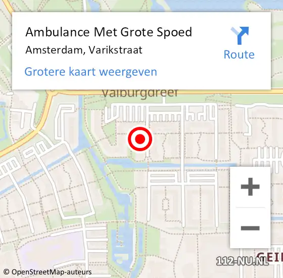 Locatie op kaart van de 112 melding: Ambulance Met Grote Spoed Naar Amsterdam-Zuidoost, Varikstraat op 8 augustus 2022 13:28