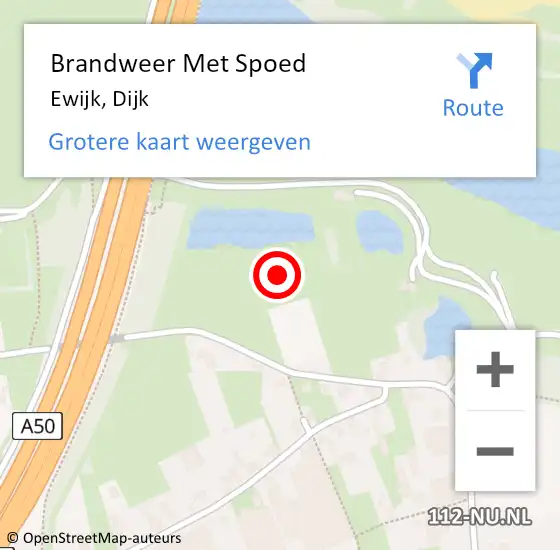 Locatie op kaart van de 112 melding: Brandweer Met Spoed Naar Ewijk, Dijk op 8 augustus 2022 13:42