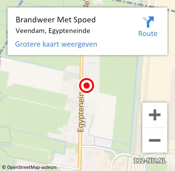 Locatie op kaart van de 112 melding: Brandweer Met Spoed Naar Veendam, Egypteneinde op 8 augustus 2022 13:56