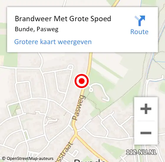 Locatie op kaart van de 112 melding: Brandweer Met Grote Spoed Naar Bunde, Pasweg op 8 augustus 2022 13:56