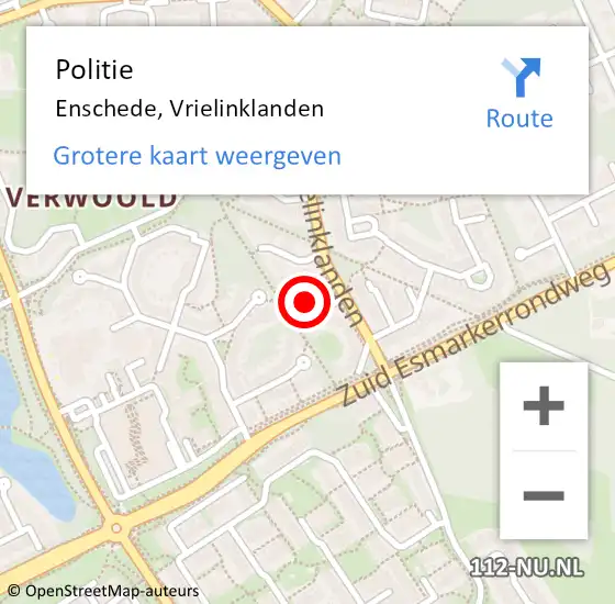 Locatie op kaart van de 112 melding: Politie Enschede, Vrielinklanden op 8 augustus 2022 14:02