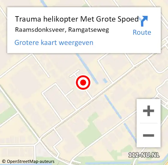 Locatie op kaart van de 112 melding: Trauma helikopter Met Grote Spoed Naar Raamsdonksveer, Ramgatseweg op 8 augustus 2022 14:03