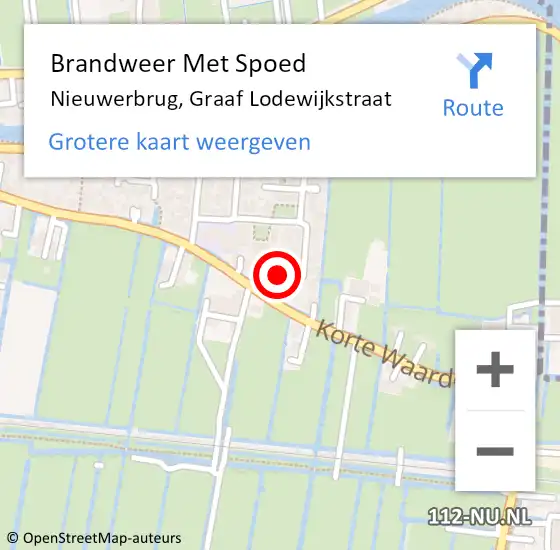 Locatie op kaart van de 112 melding: Brandweer Met Spoed Naar Nieuwerbrug, Graaf Lodewijkstraat op 8 augustus 2022 14:07