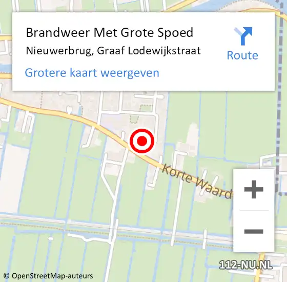 Locatie op kaart van de 112 melding: Brandweer Met Grote Spoed Naar Nieuwerbrug, Graaf Lodewijkstraat op 8 augustus 2022 14:09
