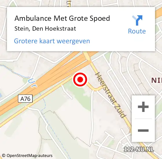 Locatie op kaart van de 112 melding: Ambulance Met Grote Spoed Naar Stein, Den Hoekstraat op 25 juli 2014 16:55