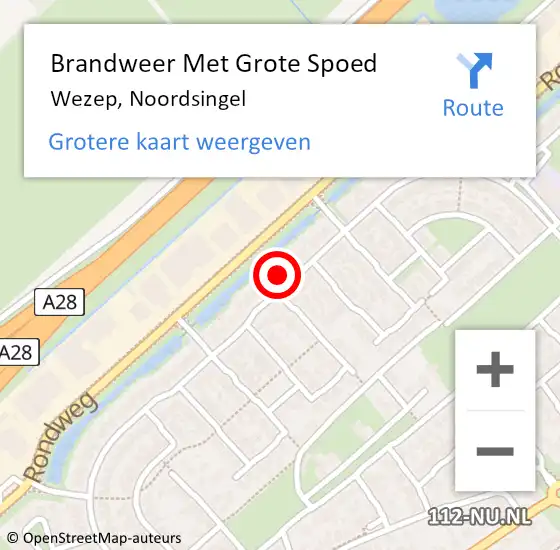 Locatie op kaart van de 112 melding: Brandweer Met Grote Spoed Naar Wezep, Noordsingel op 8 augustus 2022 14:23