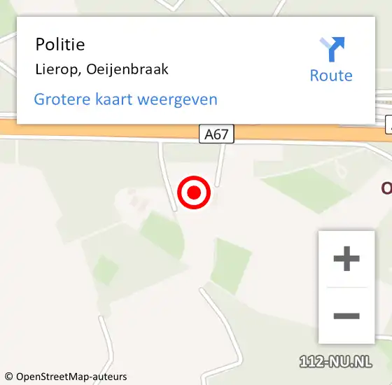 Locatie op kaart van de 112 melding: Politie Lierop, Oeijenbraak op 8 augustus 2022 14:42