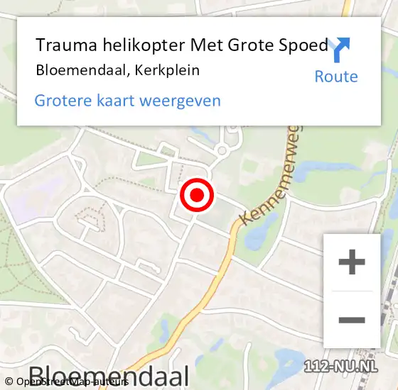 Locatie op kaart van de 112 melding: Trauma helikopter Met Grote Spoed Naar Bloemendaal, Kerkplein op 8 augustus 2022 14:49