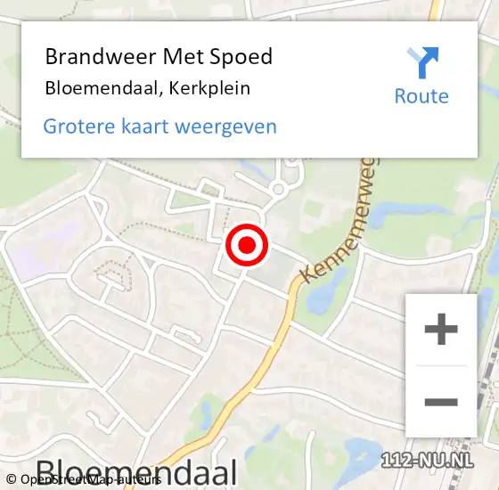 Locatie op kaart van de 112 melding: Brandweer Met Spoed Naar Bloemendaal, Kerkplein op 8 augustus 2022 14:54