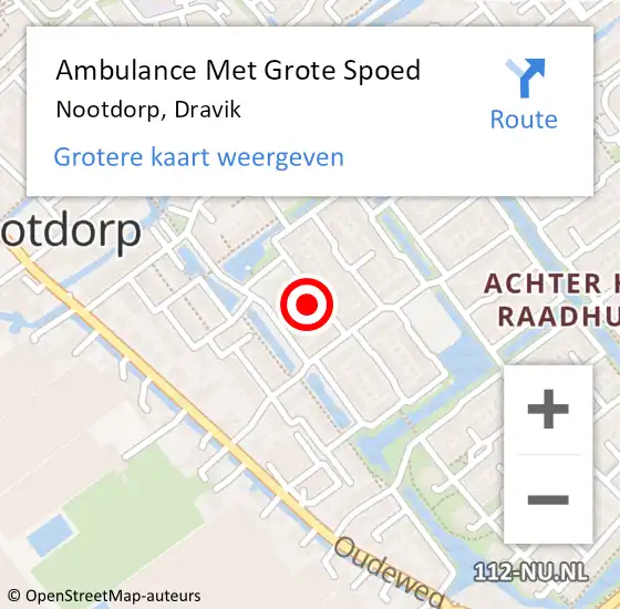 Locatie op kaart van de 112 melding: Ambulance Met Grote Spoed Naar Nootdorp, Dravik op 8 augustus 2022 14:55