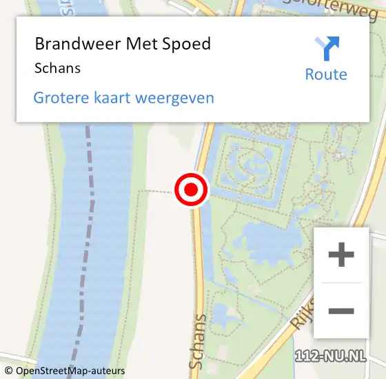 Locatie op kaart van de 112 melding: Brandweer Met Spoed Naar Schans op 9 oktober 2013 14:31