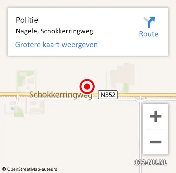 Locatie op kaart van de 112 melding: Politie Nagele, Schokkerringweg op 8 augustus 2022 15:54