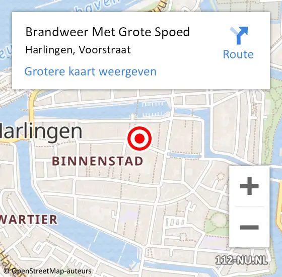 Locatie op kaart van de 112 melding: Brandweer Met Grote Spoed Naar Harlingen, Voorstraat op 8 augustus 2022 16:06