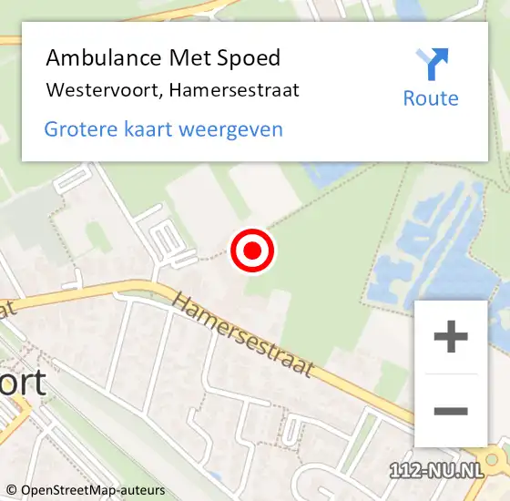 Locatie op kaart van de 112 melding: Ambulance Met Spoed Naar Westervoort, Hamersestraat op 8 augustus 2022 16:23