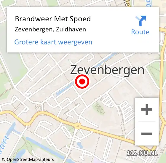 Locatie op kaart van de 112 melding: Brandweer Met Spoed Naar Zevenbergen, Zuidhaven op 8 augustus 2022 16:35