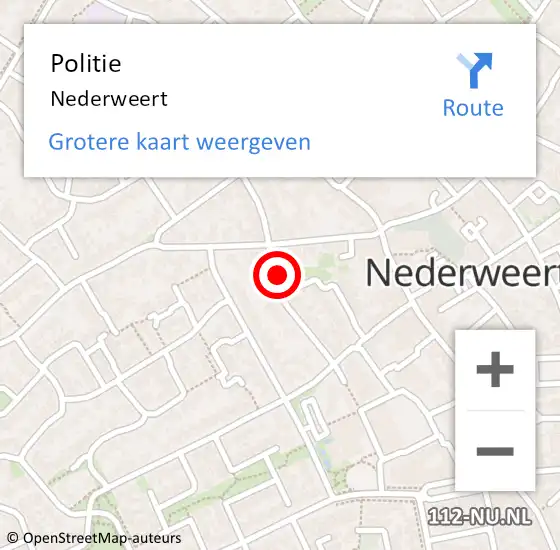 Locatie op kaart van de 112 melding: Politie Nederweert op 8 augustus 2022 16:36