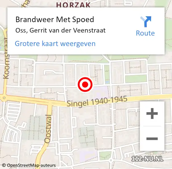 Locatie op kaart van de 112 melding: Brandweer Met Spoed Naar Oss, Gerrit van der Veenstraat op 8 augustus 2022 16:58