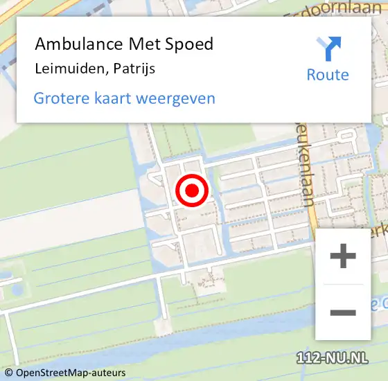 Locatie op kaart van de 112 melding: Ambulance Met Spoed Naar Leimuiden, Patrijs op 8 augustus 2022 17:10