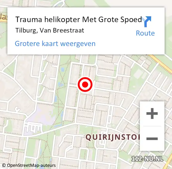 Locatie op kaart van de 112 melding: Trauma helikopter Met Grote Spoed Naar Tilburg, Van Breestraat op 8 augustus 2022 17:26