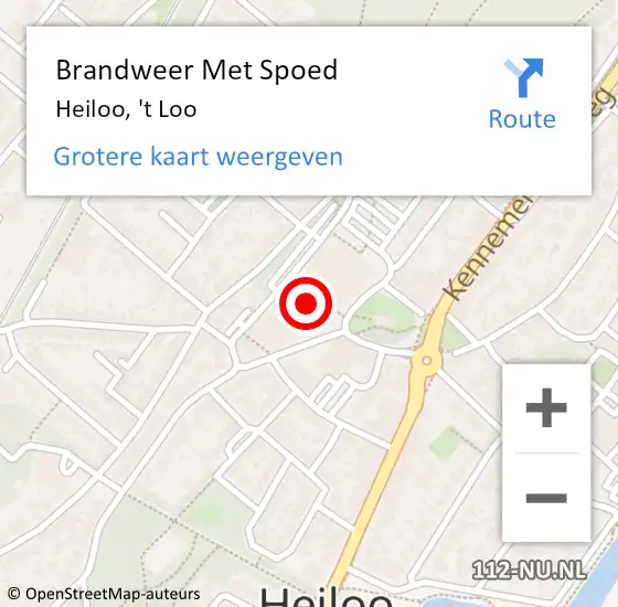 Locatie op kaart van de 112 melding: Brandweer Met Spoed Naar Heiloo, 't Loo op 8 augustus 2022 17:49